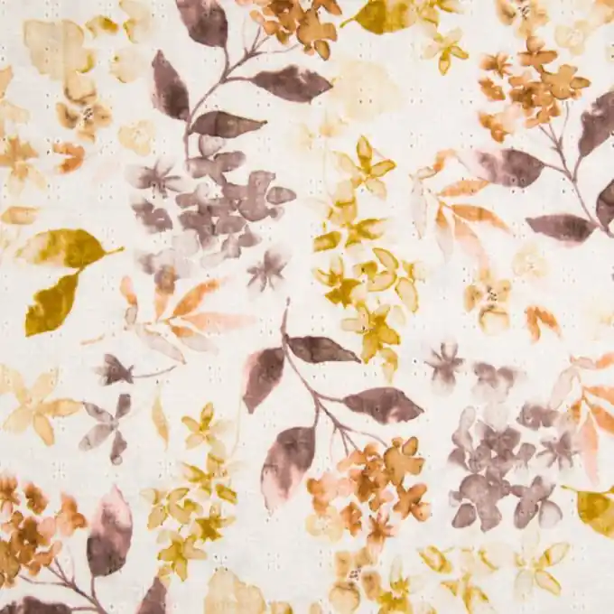 Doppelte Gaze bestickt Blumen Gelb/Kamell Top-Preis