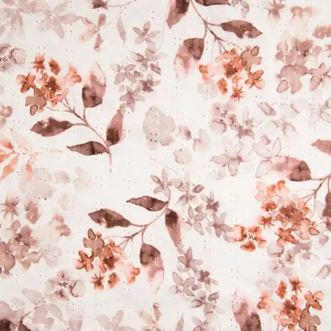 Neue Kollektion Doppelte Gaze bestickt Blumen Rot/Flieder