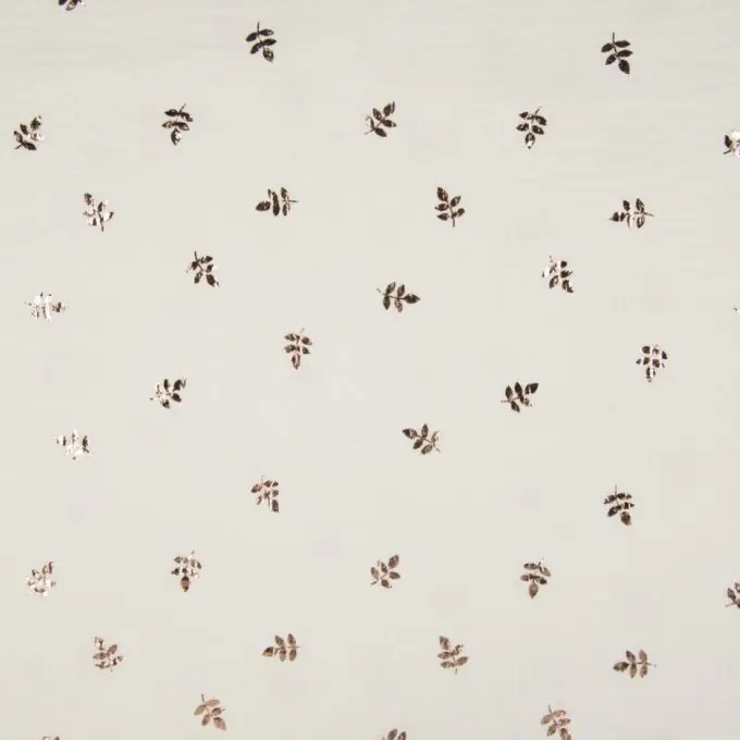 Doppel-Gaze Stoff Weiß Optik Blätterfolie 140cm Breite Saisonangebot