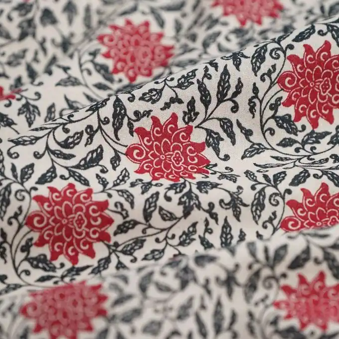 Preiswert Cretonne Bangalore Chrysanthemen Beige