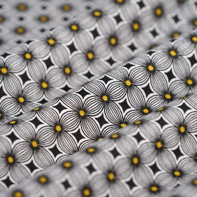 Cretonne Sisal Sonnenblumen Schwarz Mengenrabatt