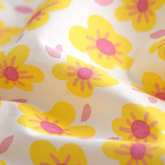 Cretonne-Stoff Sonnenblumen weiß Bestpreis