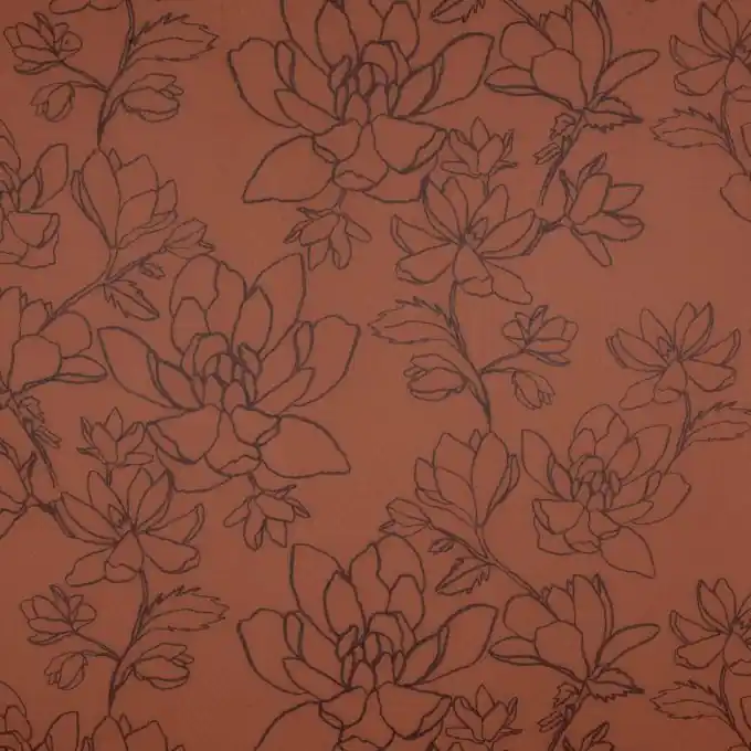 Vorhangsstoff Terrakotta Blumen Schwarz 300cm Bestseller