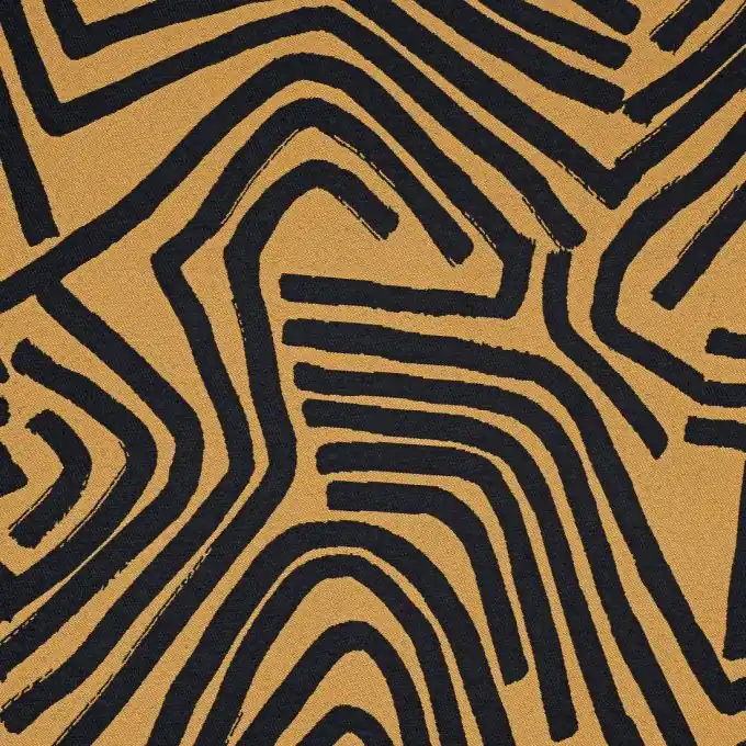 Jacquard abstrakt Schwarz/Senfgelb Echt