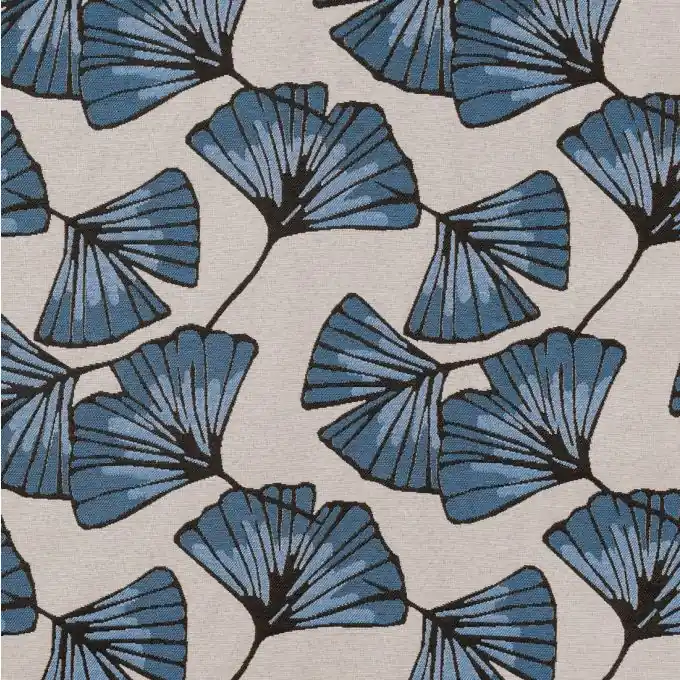 Jacquard Beige Ginkgo Blau Markenware