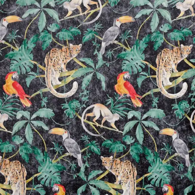 Top-Preis Polsterstoff Anthrazit Dschungeltiere