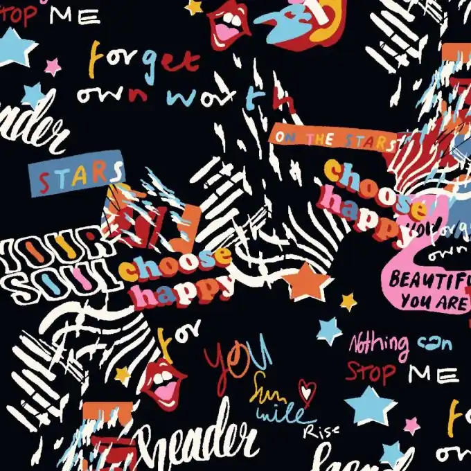 Aktuell Popeline Viskose Happy Schwarz