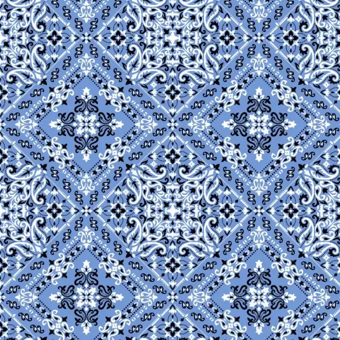 Popeline Viskose Bandana Blau Billig