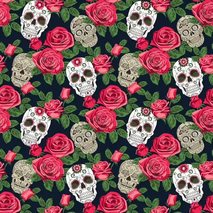 Popeline Baumwolle Totenkopf Schwarz Letzte Chance