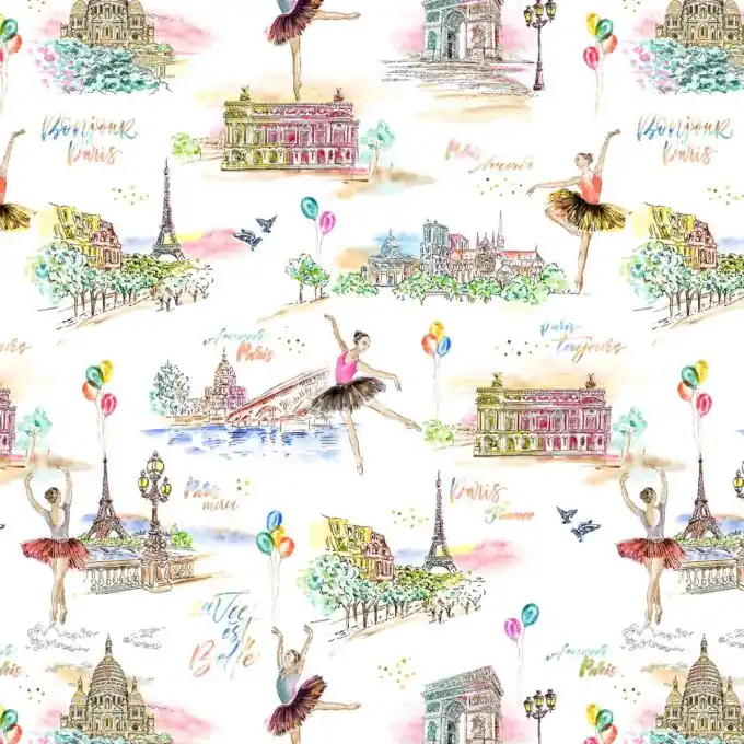 Nur Heute Köperstoff Baumwolle Tänzerinnen Paris Rosa