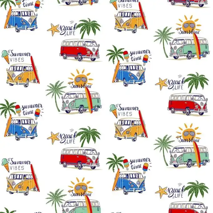 Baumwoll-Popeline Weiß mit Van-Muster 150 cm Breite Handgefertigt