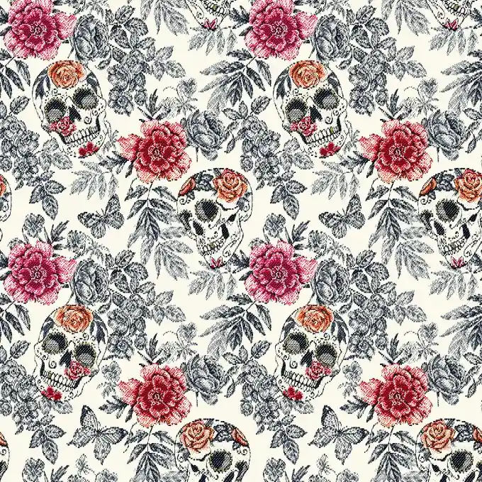 Bestseller Jacquard Totenkopfmotiv Rosa/Weiß