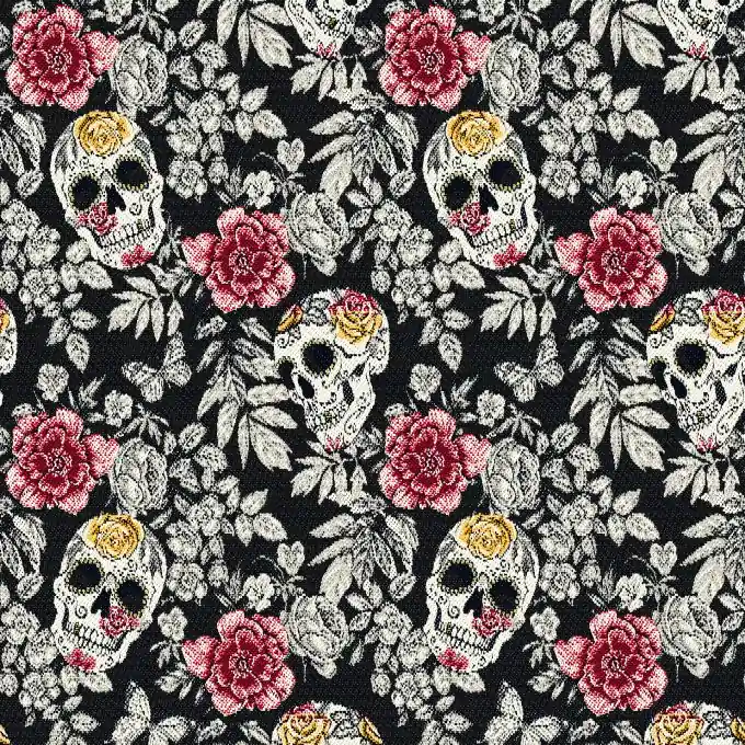 Jacquard Totenkopfmotiv Rosa/Schwarz Saisonangebot