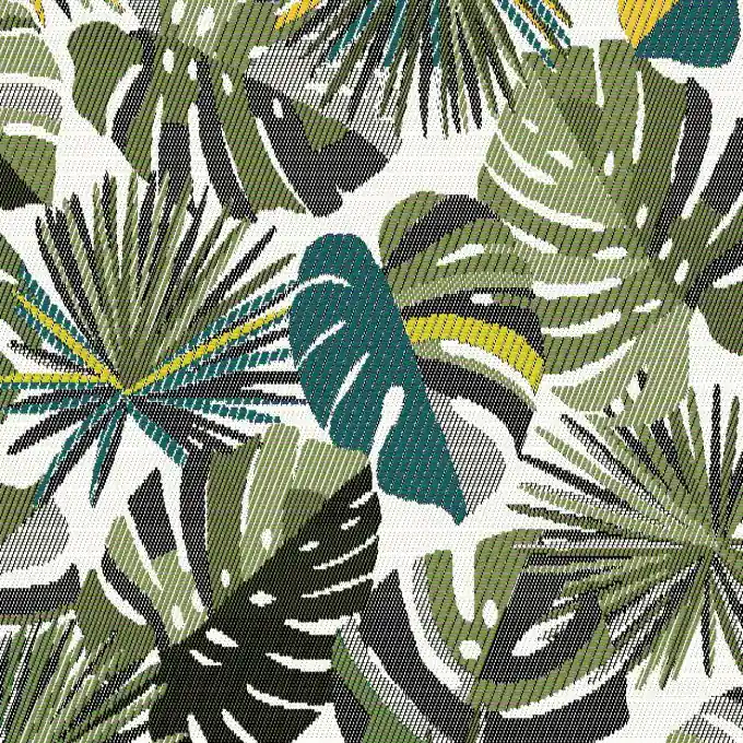 Top-Seller Jacquard Monstera Ecru Smaragdgrün