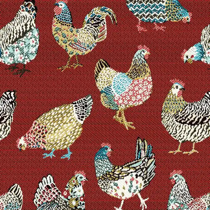 Jacquard Paulette Huhn Rot Knallerangebot