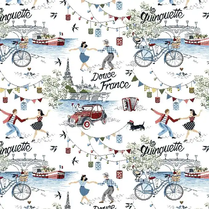 Jacquard Douce France Weiß Markenprodukt