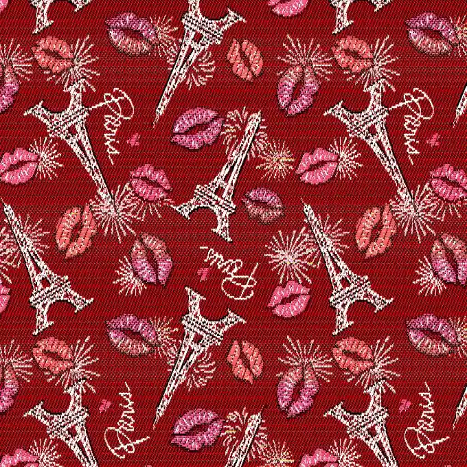 Geprüft Jacquard Bisous Paris Rot
