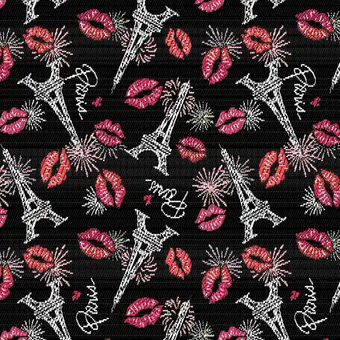 Jacquard Bisous Paris Schwarz Mengenrabatt