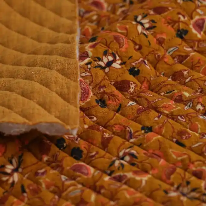 Musselin-Steppstoff indisches Muster ockergelb Original