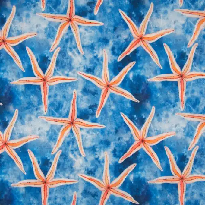Kreppstoff Seestern Tie and Dye blau Meistverkauft