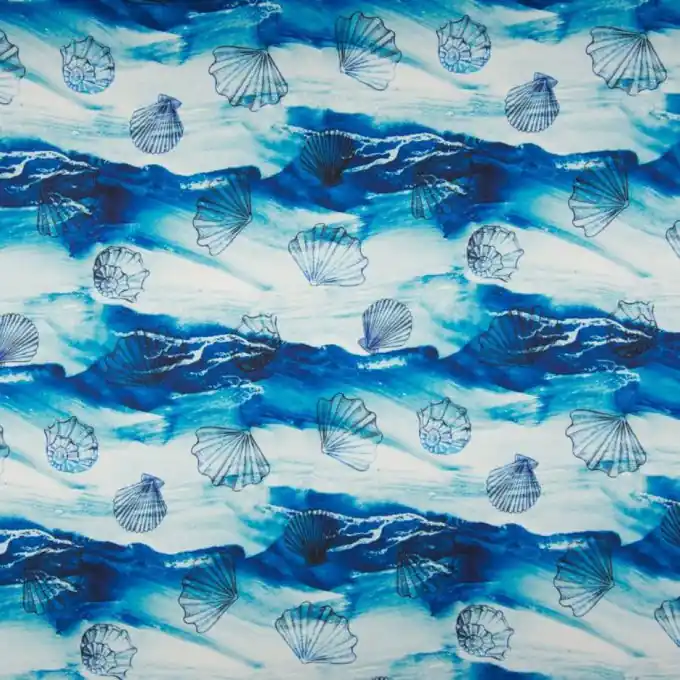 Super-Preis Satinstoff Polyester Muscheln Koralle