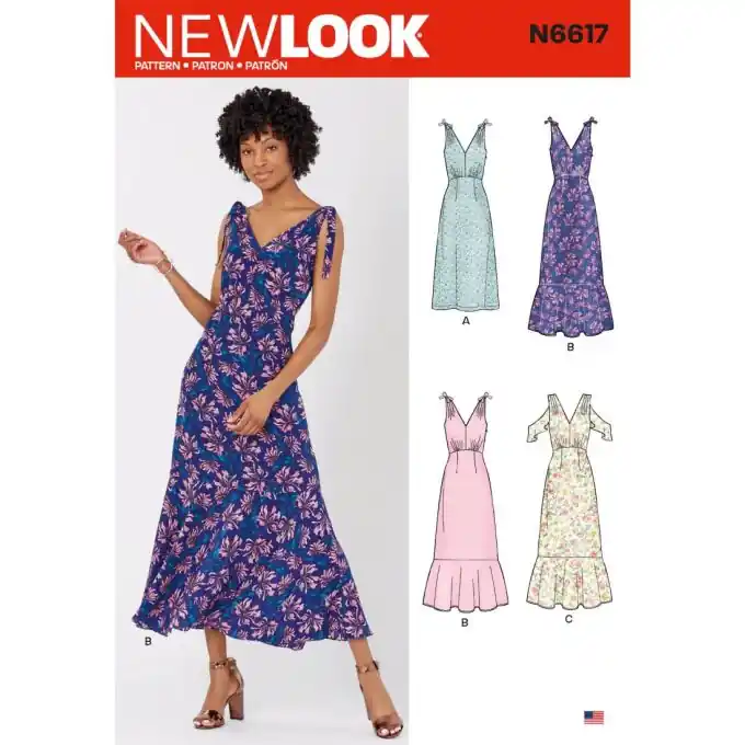 Schnittmuster New Look 6617 – langes Kleid – FR, EN, ES Garantierte Lieferung