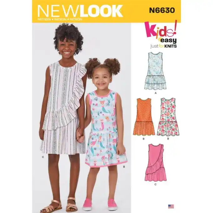 Weltweiter Versand Schnittmuster New Look 6630 – ärmelloses Kleid mit Volants – EN, FR, ES