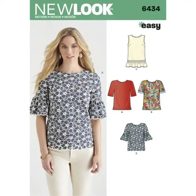 Letzte Chance New Look Schnittmuster 6434 T-Shirt ENG/FR/ES