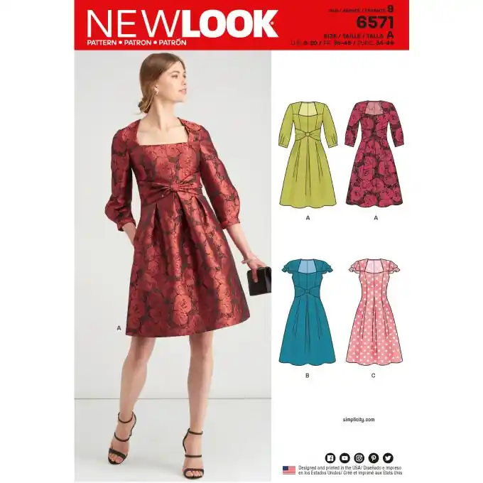 Neu Im Sortiment New look Schnittmuster 6571 Kleid ENG/FR/ES