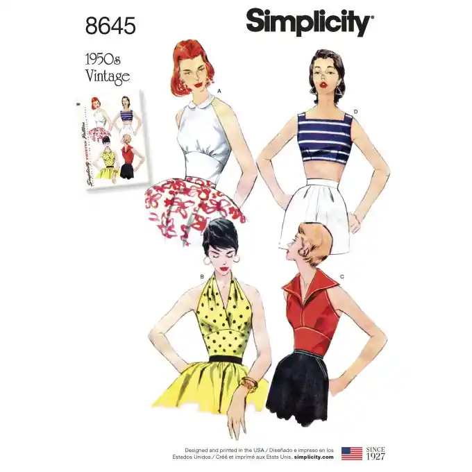 Schnittmuster Simplicity 8645.r5 – Vintage Oberteil 50er Eng/Fr Begrenztes Angebot