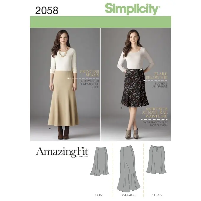 Gleich Bestellen Simplicity 2058.aa Rock, Gr. 36-46, Zwei Längen