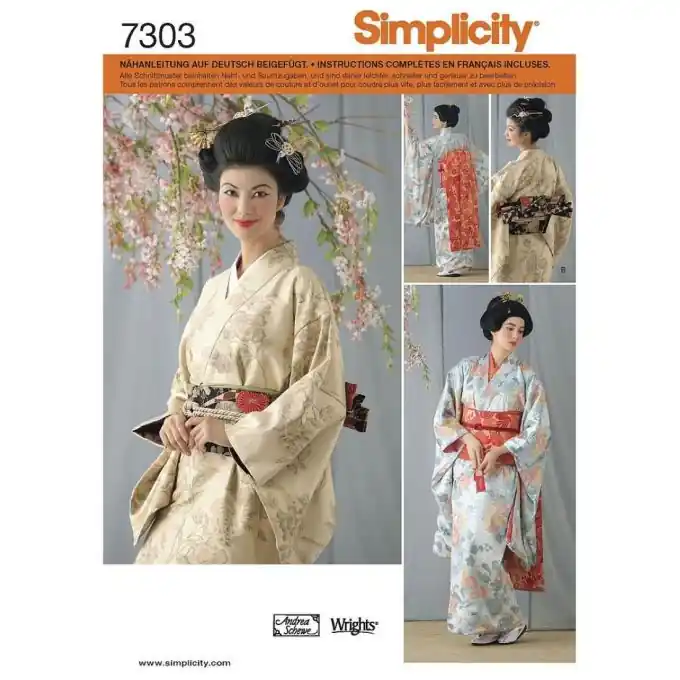 Simplicity 4080.rr Kimono-Kostüm Muster mit Gürtel, Gr. 42-48 Top-Qualität