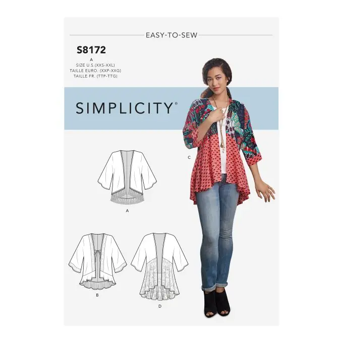 Begrenztes Angebot Schnittmuster Simplicity 8172.a – Kimono Eng/Fr