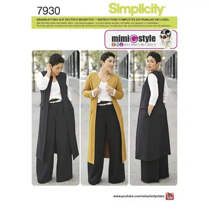 Schnittmuster Simplicity 8177.aa – Hose/Mantel/Jacke Eng/Fr Kostenloser Versand