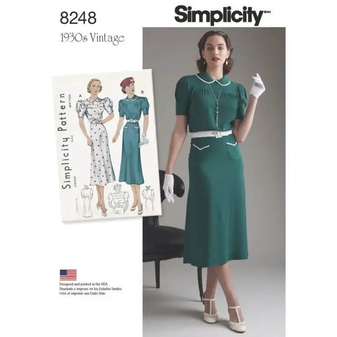 Expressversand Schnittmuster Simplicity 8248.p5 – Vintage Kleid 30er Eng/Fr