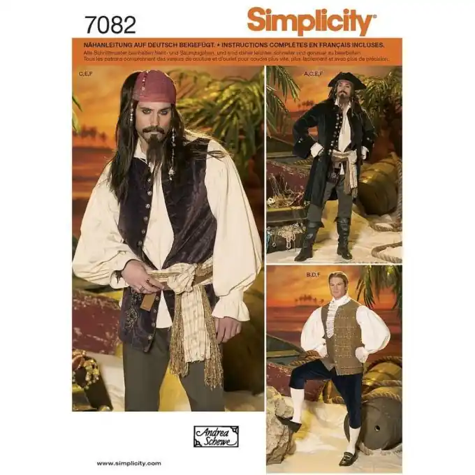 Preiswert Schnittmuster Simplicity 4923.aa – Verkleidung Pirat Männer