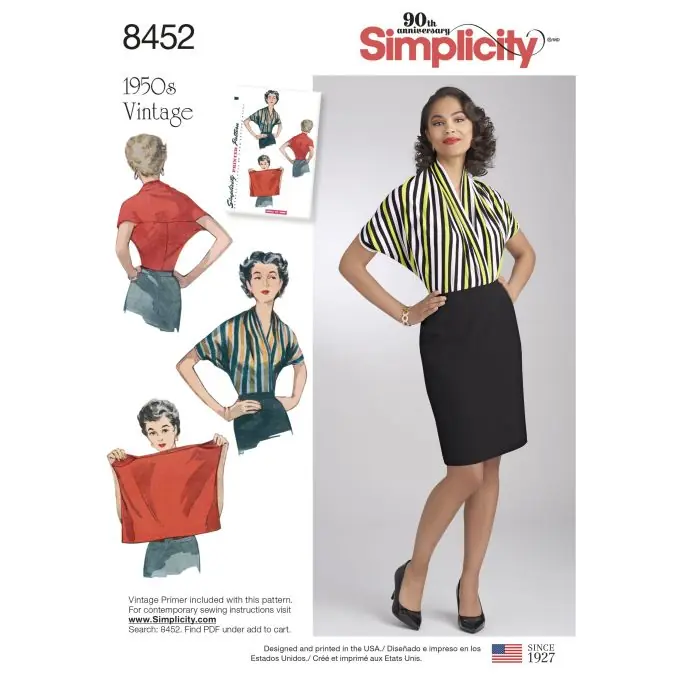 Schnittmuster Simplicity 8452.a – Vintage Bluse 50er Eng/Fr Im Trend