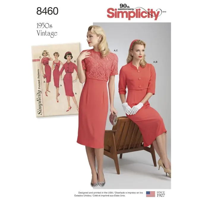 Schnittmuster Simplicity 8460.h5 – Vintage Kleid Jacke 50er Eng/Fr Neuheit