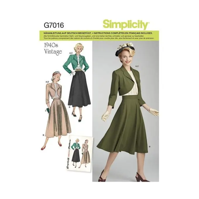 Neu Im Sortiment Schnittmuster Simplicity 8462.u5 – Set Bluse/Rock/Bolero 40er Jacke Eng/Fr