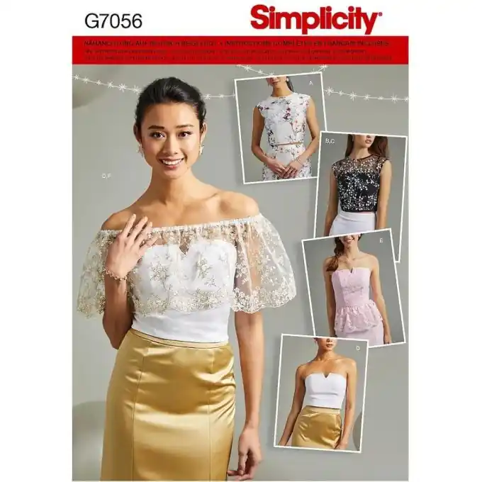 Gratis Versand Schnittmuster Simplicity 8598.bb – Oberteil Korstett Rüschen Eng/Fr