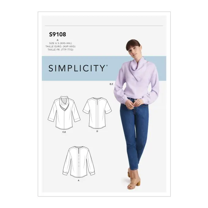 Nur Heute Schnittmuster Simplicity 9108.a – T-Shirt mit Kragen
