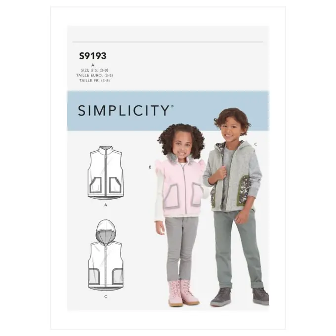 Schnittmuster Simplicity 9193.a – Jacke mit Reißverschluss Kinder Sonderangebot
