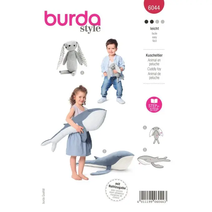 Schnittmuster Burda 6044 – Kuscheltiere – Hase und Wal Neuheit