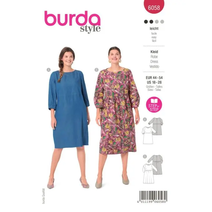 Abverkauf Kleid mit geraffter Taille für verschiedene Körperformen – Burda