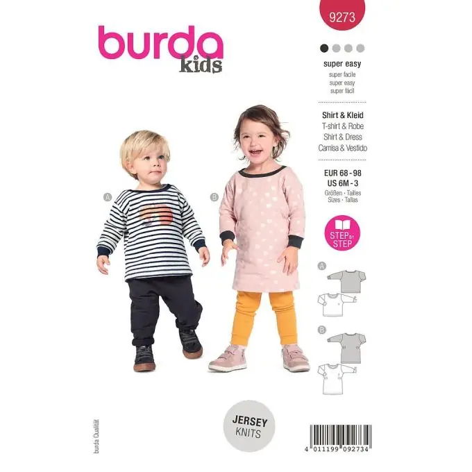 Ausverkauf Babys und Kinder T-Shirt/Kleid mit Rundhalsausschnitt und Manschetten