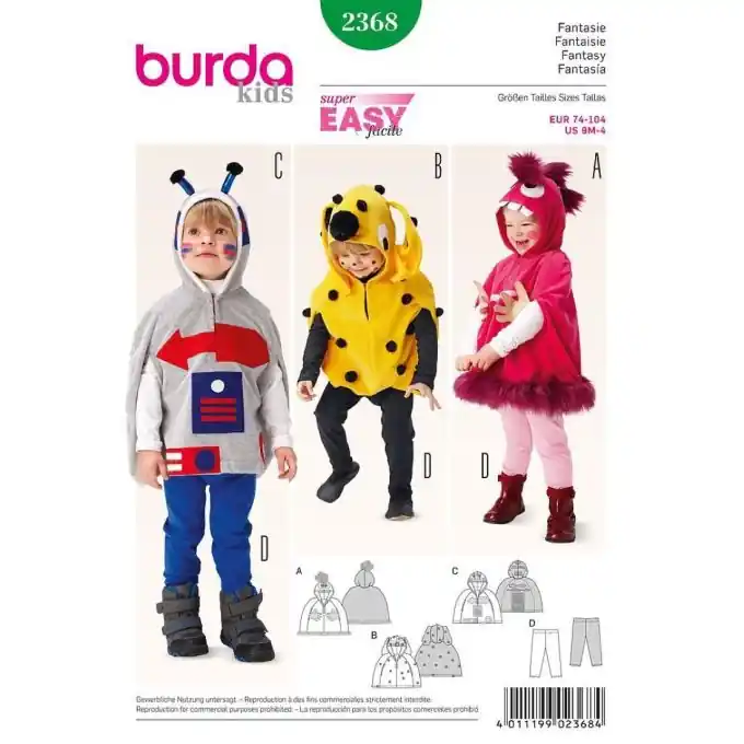 Kinderkostüm-Schnittmuster Burda 2368 – Fasching Limited Edition