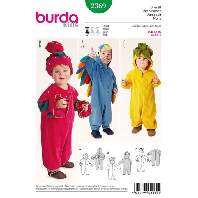 Preisknaller Kinderkostüm Papagei Burda 2369 – Schnittmuster
