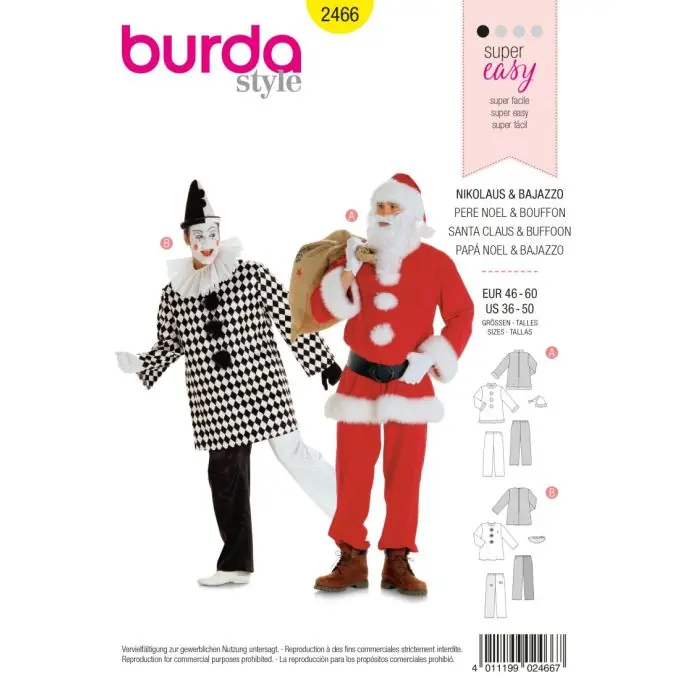 Sonderaktion Burda Weihnachtsmann & Pierrot Kostüm – Einfach zu nähen