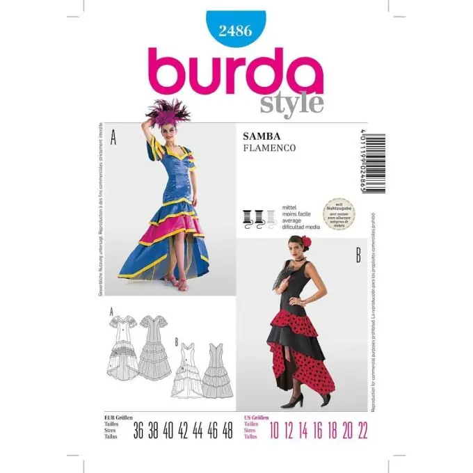 Burda 2486 Flamenco-Kostüm Schnittmuster Damen Aktuell