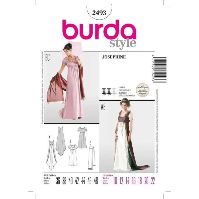 Angebot Kostümkleid Empire – Burda Mittel, brokatartiger Stoff